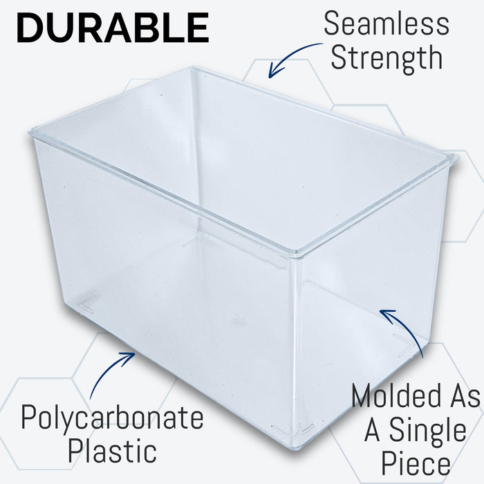 Eisco Labs - Aquarium Tank - Large 1.75 Gallon Molded Plastic Terrarium, Clear Polycarbonate Fish Tank or Insect Habitat with UV Protectant - 10.25" x 6.5" x 6.25"
