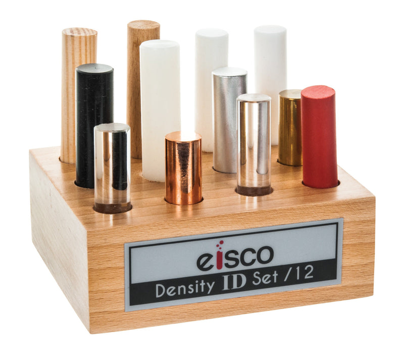 12pc Cylindrical Bars Density ID Set - Includes Hardwood, Softwood, Aluminum, Copper, Brass, Rubber, Nylon, Derlin, PVC, Glass, Acrylic & Teflon