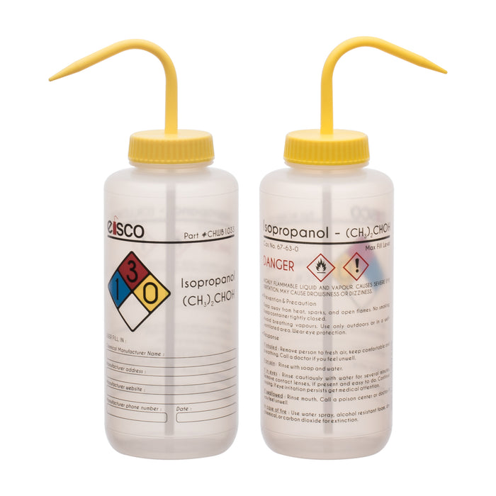 Performance Plastic Wash Bottle, Isopropanol, 1000 ml - Labeled (4 Color)