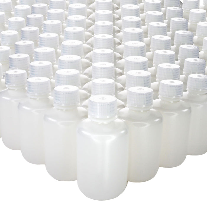 Eisco - Bulk Pack of 500, 125mL Narrow Mouth HDPE Translucent Reagent Bottles with Polypropylene Caps, Non-Sterile, Leak-Proof, Chemical Resistant Laboratory Storage Bottles, -100 to 120°C Temperature Range