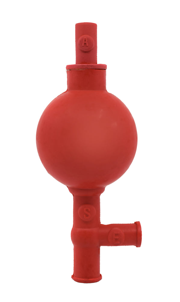 Pipette Filler, Rubber Bulb - 54mm Dia. Three Pinch Valves - Suitable for Noxious Solutions - Eisco Labs