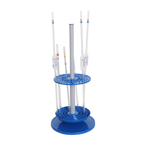 Rotary Pipette Stand, Holds 94 Pipettes Vertically - Open Bottom for Easy Draining - Eisco Labs