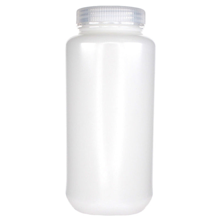 Eisco - 1L Wide Mouth HDPE Reagent Bottles with Polypropylene Caps, Non-Sterile, Pack of 12, Translucent Leakproof Laboratory Containers, -100 to 120°C Temperature Range