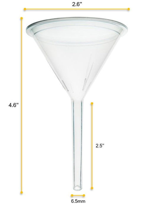 10PK Filter Funnel, 2.6" - Polypropylene Plastic - Chemical Resistant