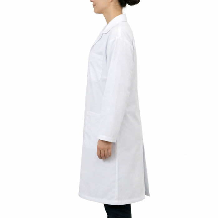 Eisco Adult Small Professional Grade 100% Cotton Lab Coat, 10 Pack – Snap Front Laboratory Coat, 3 Pockets, Machine Washable, White