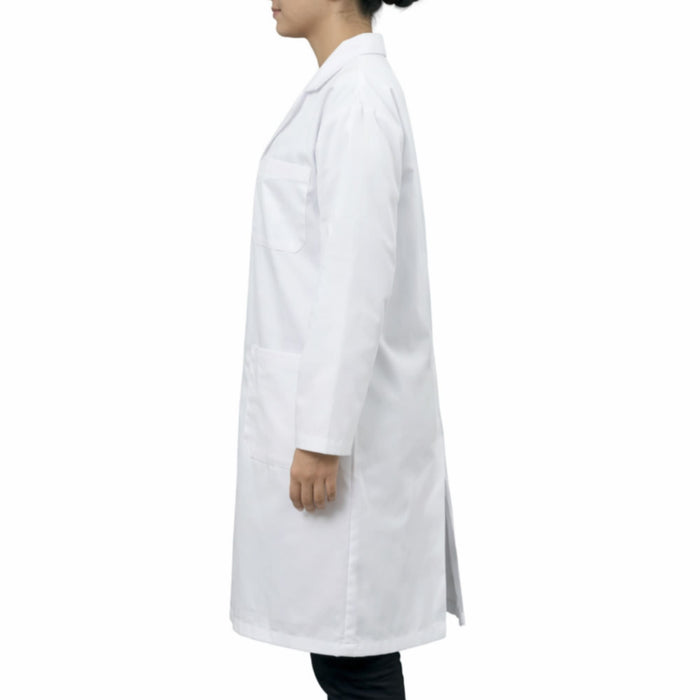 Eisco Adult Medium Professional Grade 100% Cotton Lab Coat – Snap Front Laboratory Coat, 3 Pockets, Machine Washable, White