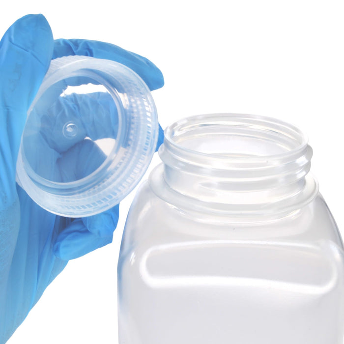 Eisco - Pack of 12, 500mL Square Polypropylene Reagent Bottles with Wide Mouth Polypropylene Caps, Translucent, Autoclavable, Leak-Proof, Chemical Resistant, 0-135°C