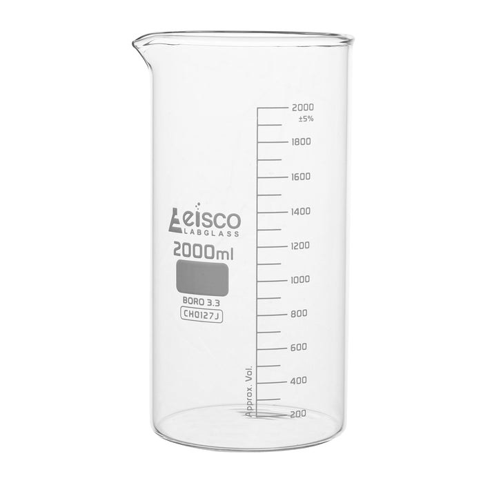 Beaker, 2000ml - Tall Form - Graduated - Borosilicate Glass