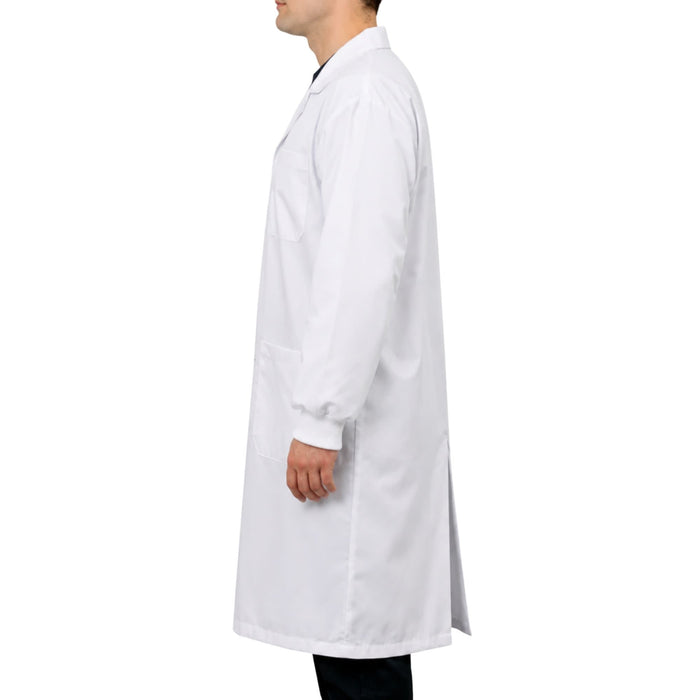 Eisco Adult Large Professional Grade Poly-Cotton Lab Coat with Ribbed Cuffs, 10 Pack – Durable Snap Front Laboratory Coat, 3 Pockets, Machine Washable, White