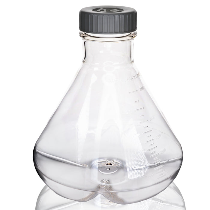 Eisco - Pack of 1, 3L Sterile PETG Erlenmeyer Flask, Vented, Baffled Bottom, Gamma Sterilized, USP Class VI, Lab-Grade, Cell Culture, Mixing, Shaker Compatible