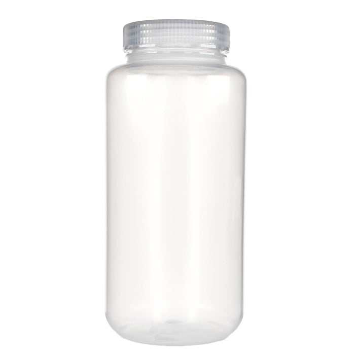 Eisco - 1L Wide Mouth Polypropylene Translucent Reagent Bottles with Polypropylene Caps, Pack of 12, Non-Sterile, Autoclavable, Leakproof Laboratory Storage Bottles, 0-135°C Temperature Range