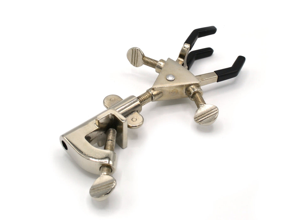 Universal Retort Clamp - 3 Vinyl Coated Prongs, Double Adjustable