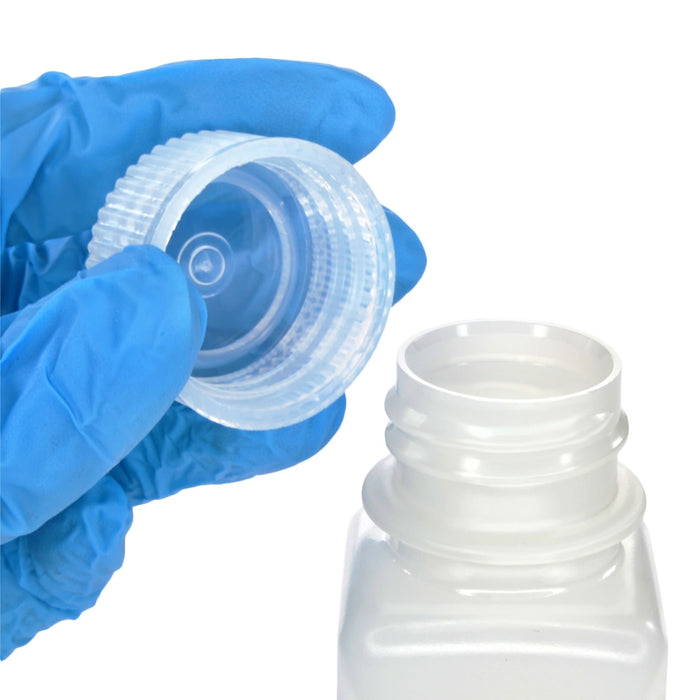 Eisco - Pack of 12, Sterile 60mL Square HDPE Reagent Bottles with Wide Mouth Polypropylene Caps, Translucent, Non-Autoclavable, Leak-Proof, Chemical Resistant, -100°C to 120°C, Ideal for Laboratory and Industrial Use
