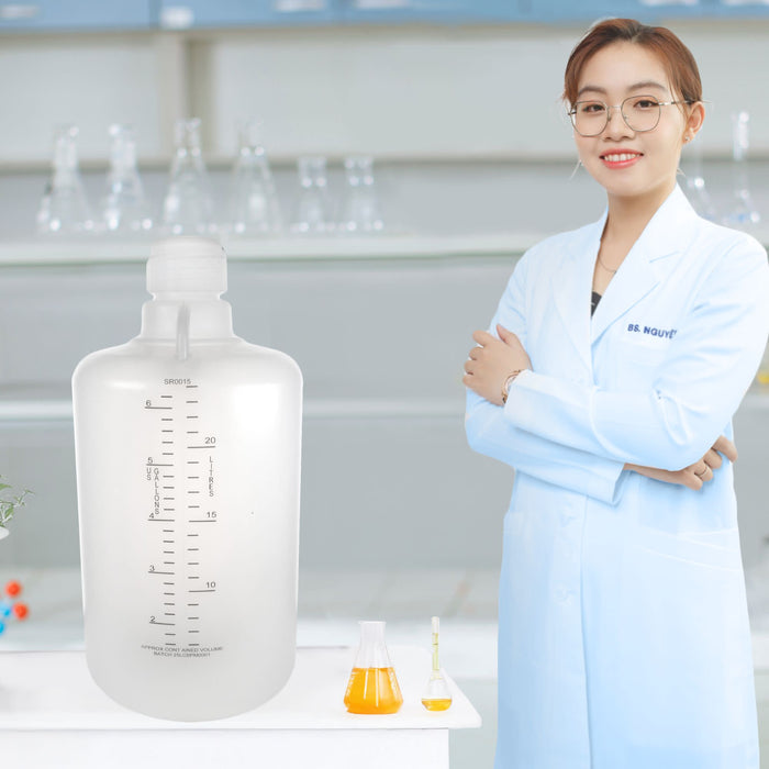 Eisco - 25L Polypropylene Carboy with Silicone-Lined Cap, Autoclavable, Non-Sterile, No Spigot, 0-135°C Temperature Range, FDA Compliant, Leakproof Tested, Ideal for Scientific and Laboratory Use