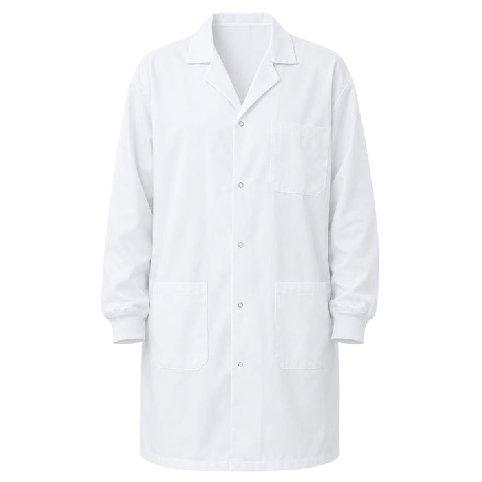 Eisco Adult XS Professional Grade Poly-Cotton Lab Coat with Ribbed Cuffs – Durable Snap Front Laboratory Coat, 3 Pockets, Machine Washable, White