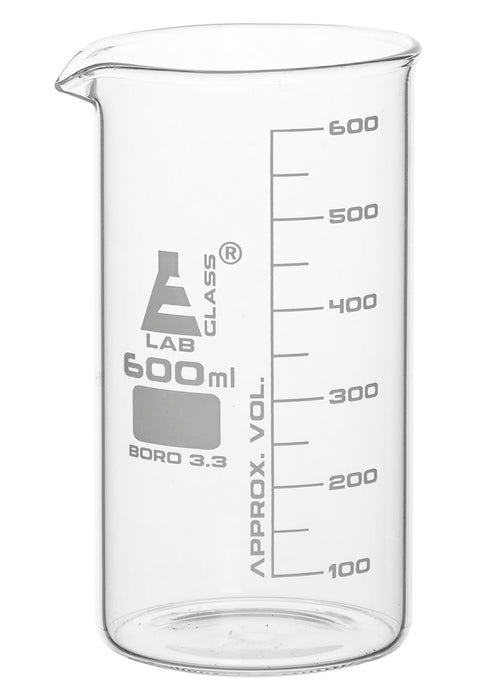 6PK Beakers, 600ml - Tall Form - Graduated - Borosilicate Glass