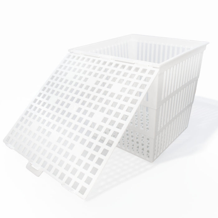Eisco - Polypropylene Test Tube Basket with Cover, 9x9x9 Inches - Autoclavable, Durable, Non-Corrosive Storage Basket for Laboratory Use