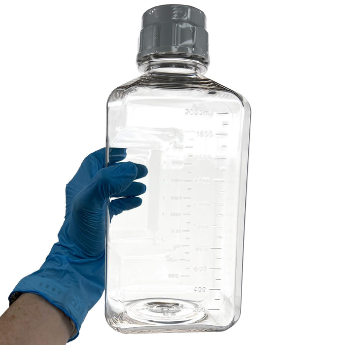 Eisco - Pack of 6, 2L PETG Media Bottles with HDPE Caps, Non-Sterile, Square, Leakproof, Tamper-Evident, Laboratory-Grade, Ideal for Lab Reagents, Buffers & Biopharmaceutical Processing