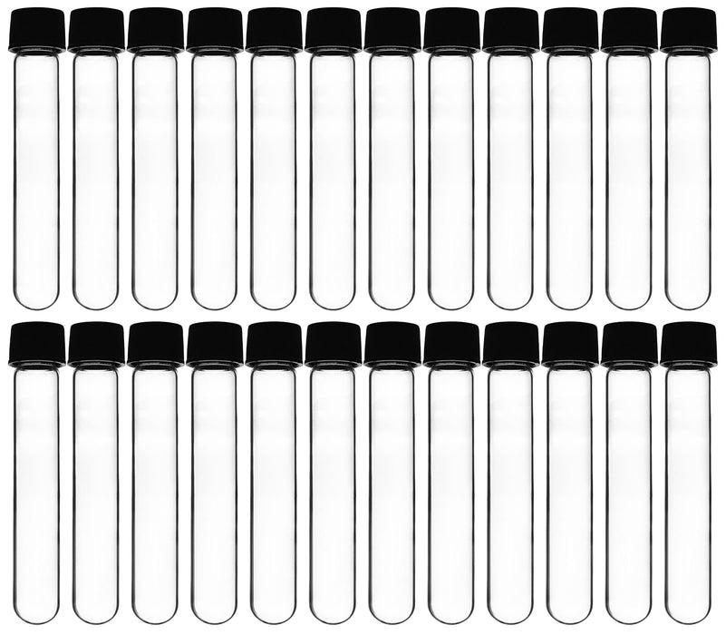 Culture Tube with Screw Cap, 30mL, 24/PK - 25x100mm - Round Bottom - Borosilicate Glass