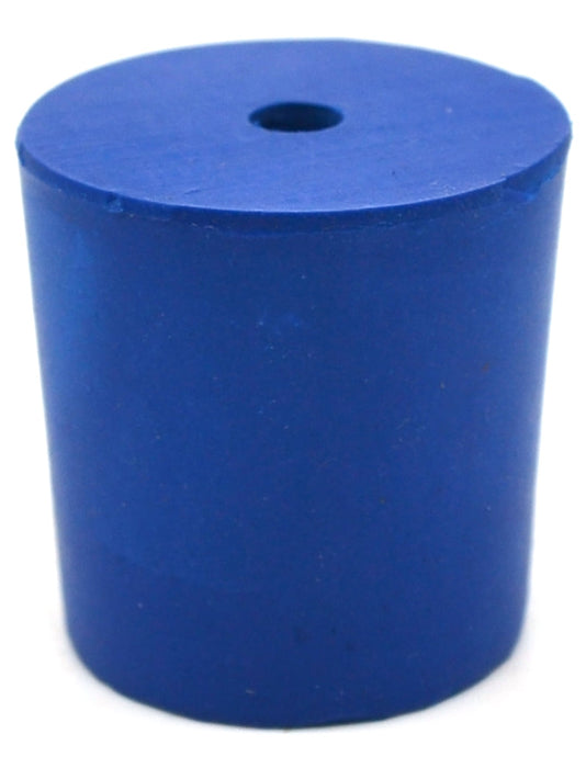 Neoprene Stoppers, 1 Hole - Blue - Size: 25mm Bottom, 28mm Top, 28mm Length - Pack of 10