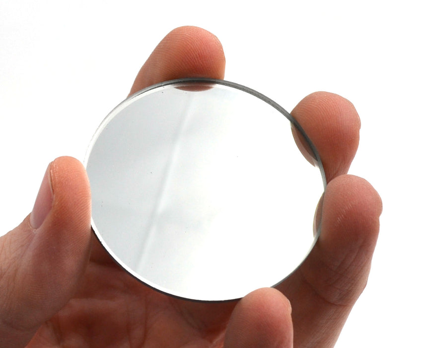 Eisco Labs - Convex Mirror - Divergence Mirror, 2" (50mm) Glass Curved Reflection Mirror, 75mm Focal Length for Physics Light Box Experiments & Optical Studies