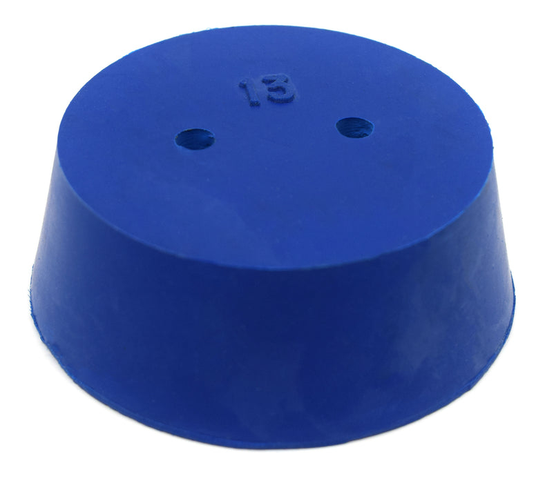 10PK Neoprene Stoppers, 2 Holes - ASTM - Size #13 - 58mm Bottom, 68mm Top, 25mm Length