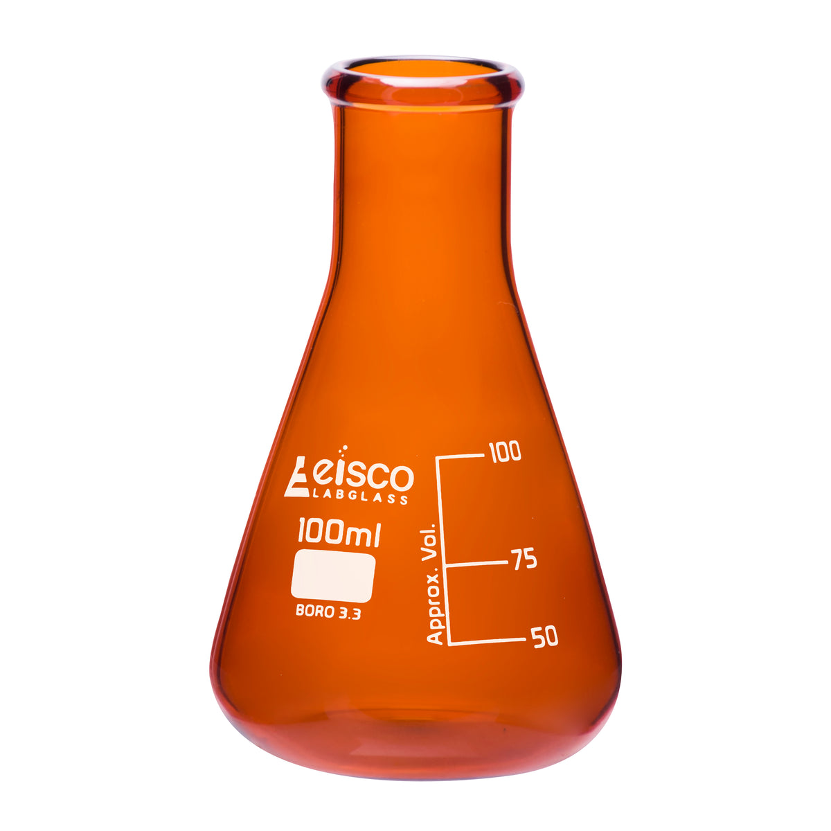 Erlenmeyer Flask, Amber, 100mL Narrow Neck Borosilicate Glass