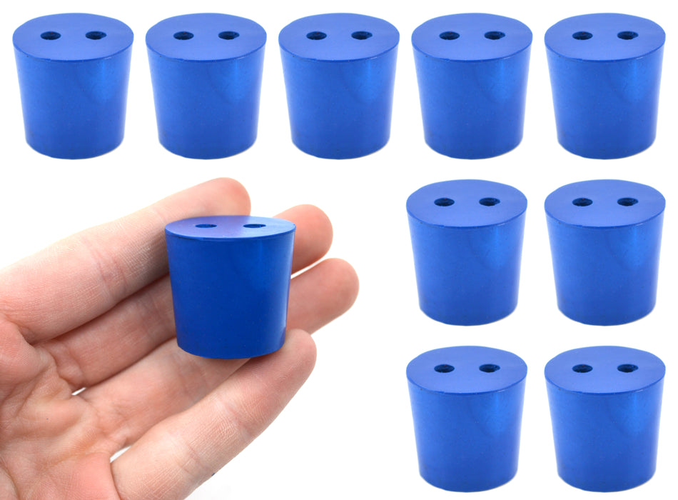 10PK Neoprene Stoppers, 2 Holes - ASTM - Size #5 - 23mm Bottom, 27mm Top, 25mm Length