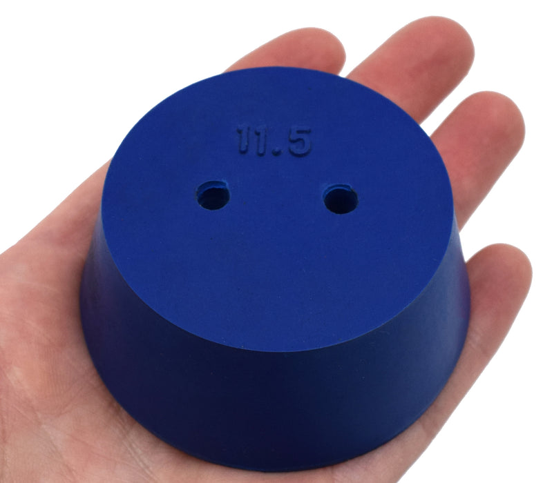 10PK Neoprene Stoppers, 2 Holes - ASTM - Size #11.5 - 50mm Bottom, 63mm Top, 25mm Length
