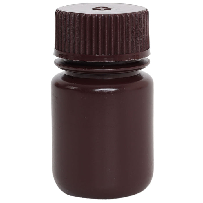Eisco - Bulk Pack of 1000, 30mL Wide Mouth Amber HDPE Reagent Bottles with Polypropylene Caps, Non-Sterile, Leak-Proof, Chemical-Resistant, UV Light Shielding for Labs, -100°C to 120°C