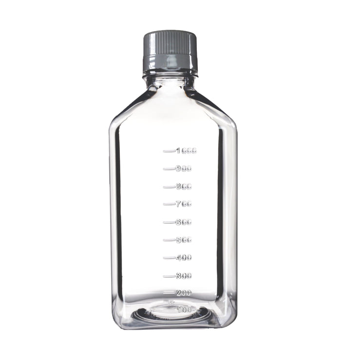 Eisco - Pack of 12, 1L Sterile PET Media Bottles with HDPE Caps, Leakproof, Tamper-Evident, Lab-Grade, Ideal for Lab Reagents, Buffers & Biopharmaceutical Processing