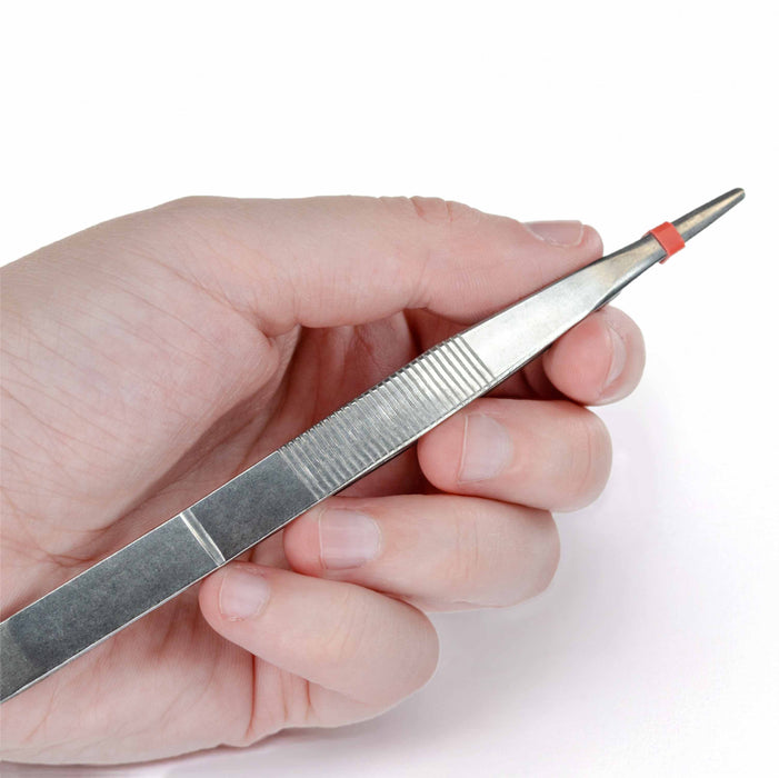 Eisco –  Stainless Steel Blunt End Forceps – 130mm Length – Straight Tip Laboratory Forceps – Precision Dissection Tool for Classroom and Scientific Applications