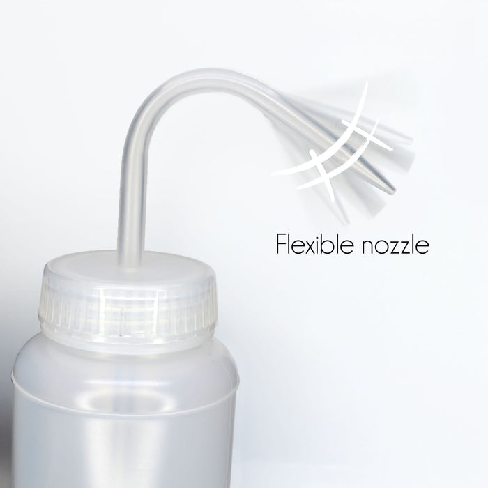 Eisco - 500 mL Wide Mouth Wash Bottle - LDPE Flexible and Durable - Leak-Proof Translucent Bottle for Liquid Dispensing, Cleaning, Rinsing, and Plant Care