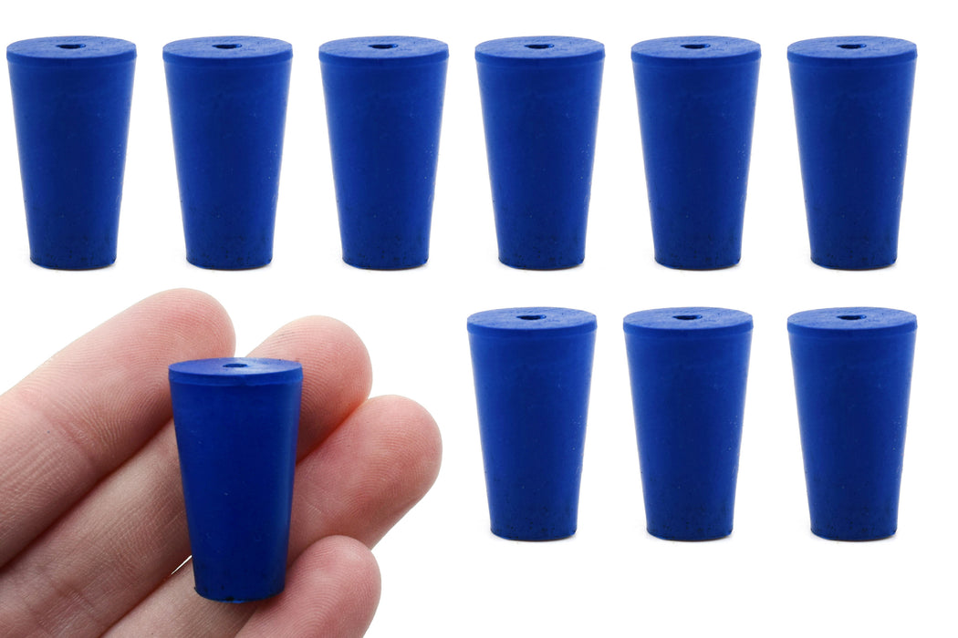 10PK Neoprene Stoppers, 1 Hole - ASTM - Size: #0 - 13mm Bottom, 17mm Top, 25mm Length