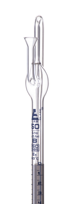 Automatic Zero Burette, 50ml - Class B - 34/35 Joint Size - 0.10Â±ml Tolerance, 0.10ml Sub. Divisions - 2000ml Reservoir Capacity - With Intermediate Stopcock & Schellbach Stripe - Eisco Labs