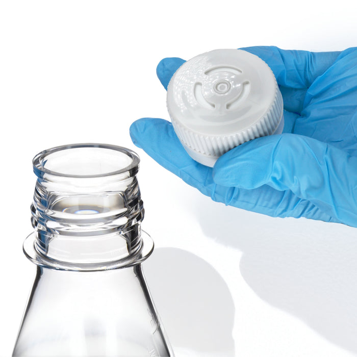 Eisco - Pack of 1, 250mL Sterile PETG Erlenmeyer Flask, Vented, Baffled Bottom, Gamma Sterilized, USP Class VI, Lab-Grade, Cell Culture, Mixing, Shaker Compatible