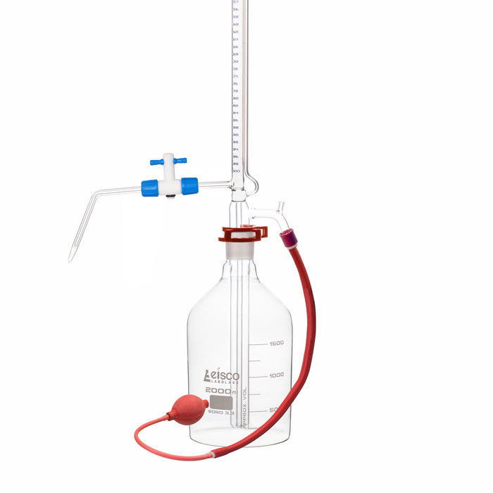 Automatic Zero Burette, 100ml - Class B - 34/35 Joint Size - 0.20±ml Tolerance, 0.20ml Sub. Divisions - 2000ml Reservoir Capacity - Eisco Labs