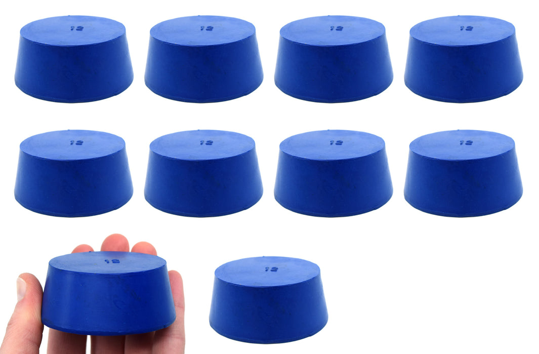 10PK Neoprene Stoppers, Solid - ASTM - Size: #12 - 54mm Bottom, 64mm Top, 25mm Length