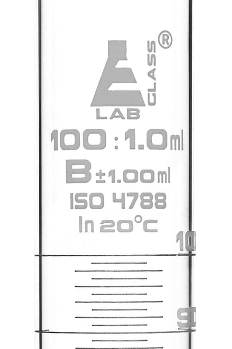 Graduated Cylinder, 100mL - Class B - Round Base - White Graduations - Borosilicate Glass