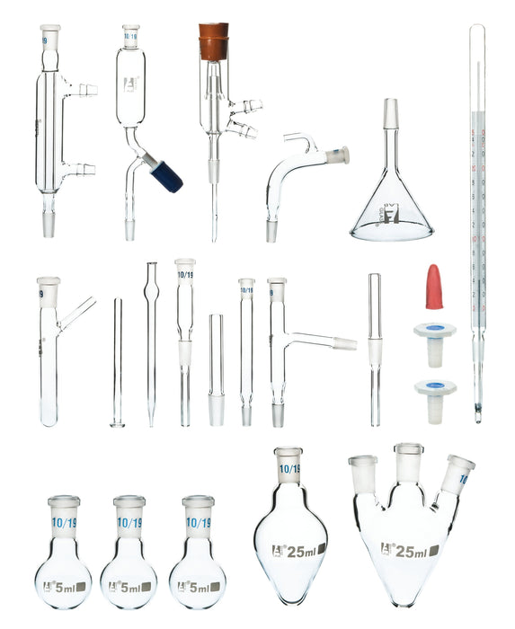 Organic Chemistry Set, 22 Items, 10/19 Joint Size, Set 10 BU, Borosilicate Glass - Eisco Labs