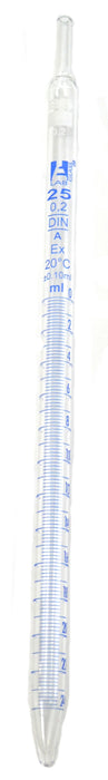 Seological Pipette & Pump, 25ml - Class A, Tolerance ±0.100 - White Graduation - Includes One-Hand Pump for Easy Pipette Flushing - Borosilicate Glass - Eisco Labs