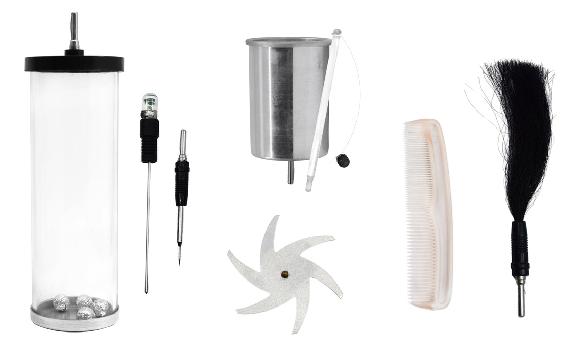 Electrostatics Accessories Kit, 7 Pieces - Designed to be used with Van De Graaff And Wimshurst Machines