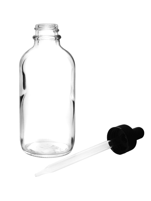 Dropping Bottle, 180ml (6oz) - Screw Cap with Glass Dropper - Soda Glass