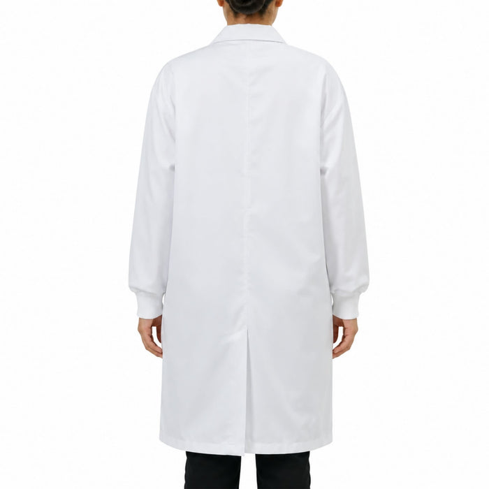 Eisco Adult Small Professional Grade Poly-Cotton Lab Coat with Ribbed Cuffs – Durable Snap Front Laboratory Coat, 3 Pockets, Machine Washable, White