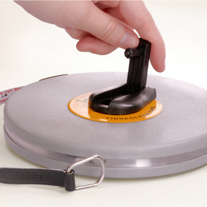Eisco – 30 Meter Fiberglass Tape Measure with PVC Covering and Flush Winding Handle – Metric and Imperial Markings – Non-Conductive Waterproof Measuring Tool for Lab Field and STEM Education Use