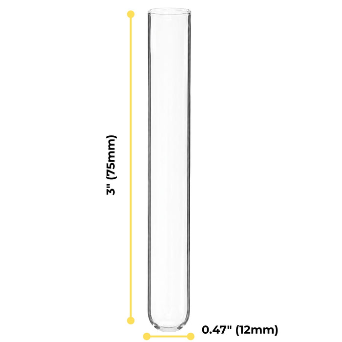 Eisco Disposable Culture Tubes - Borosilicate Glass (5.1 Expansion) - 12mm OD x 75mm Length - Case of 1000