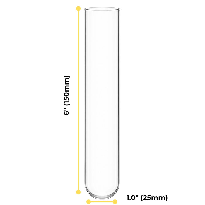 Eisco Disposable Culture Tubes - Borosilicate Glass (5.1 Expansion) - 25mm OD x 150mm Length - Case of 500