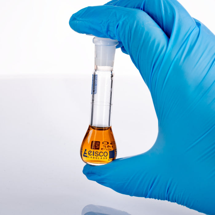 Eisco - Volumetric Flask 5mL Class A ASTM-E288 Compliant Borosilicate Glass with Polypropylene Stopper and Individual Work Certificate