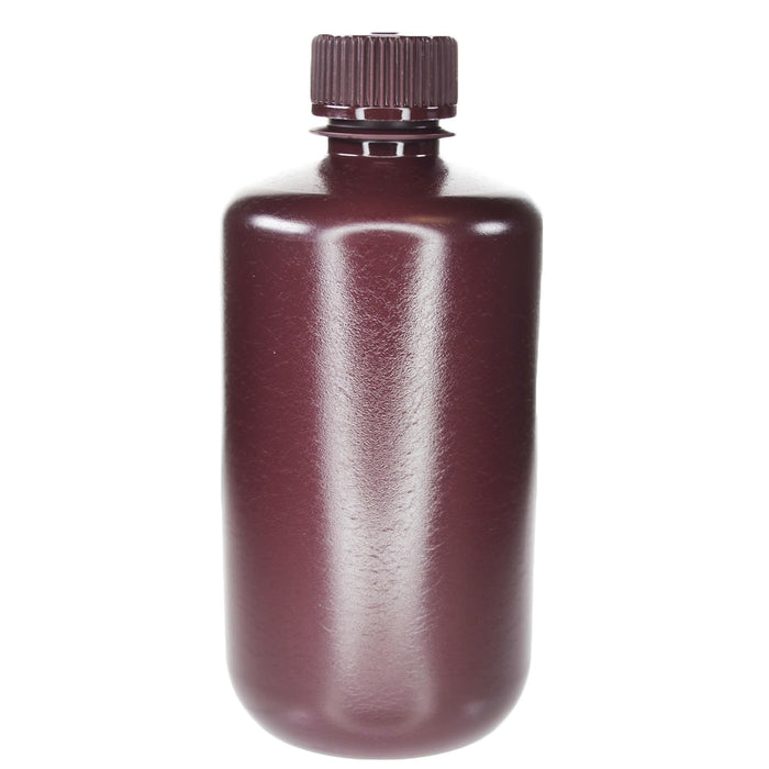 Eisco - Pack of 12 250mL Narrow Mouth Amber HDPE Reagent Bottles with Polypropylene Caps, Non-Sterile, Light-Sensitive Storage, -100 to 120°C Temperature Range, Leak-Proof Tested, Lab Sample Containers