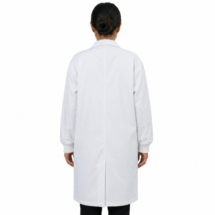 Eisco Adult XS Professional Grade Poly-Cotton Lab Coat with Ribbed Cuffs – Durable Snap Front Laboratory Coat, 3 Pockets, Machine Washable, White